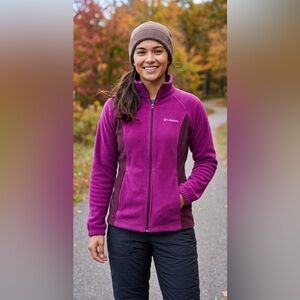 Columbia Women’s Fleece Full Zippered Jacket Purple 2 Toned Size Small